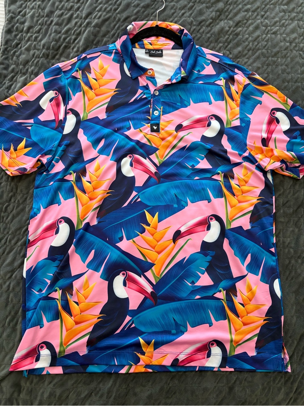 Bad Birdie Tropical Toucan Polo - Pink, Blue & Yellow